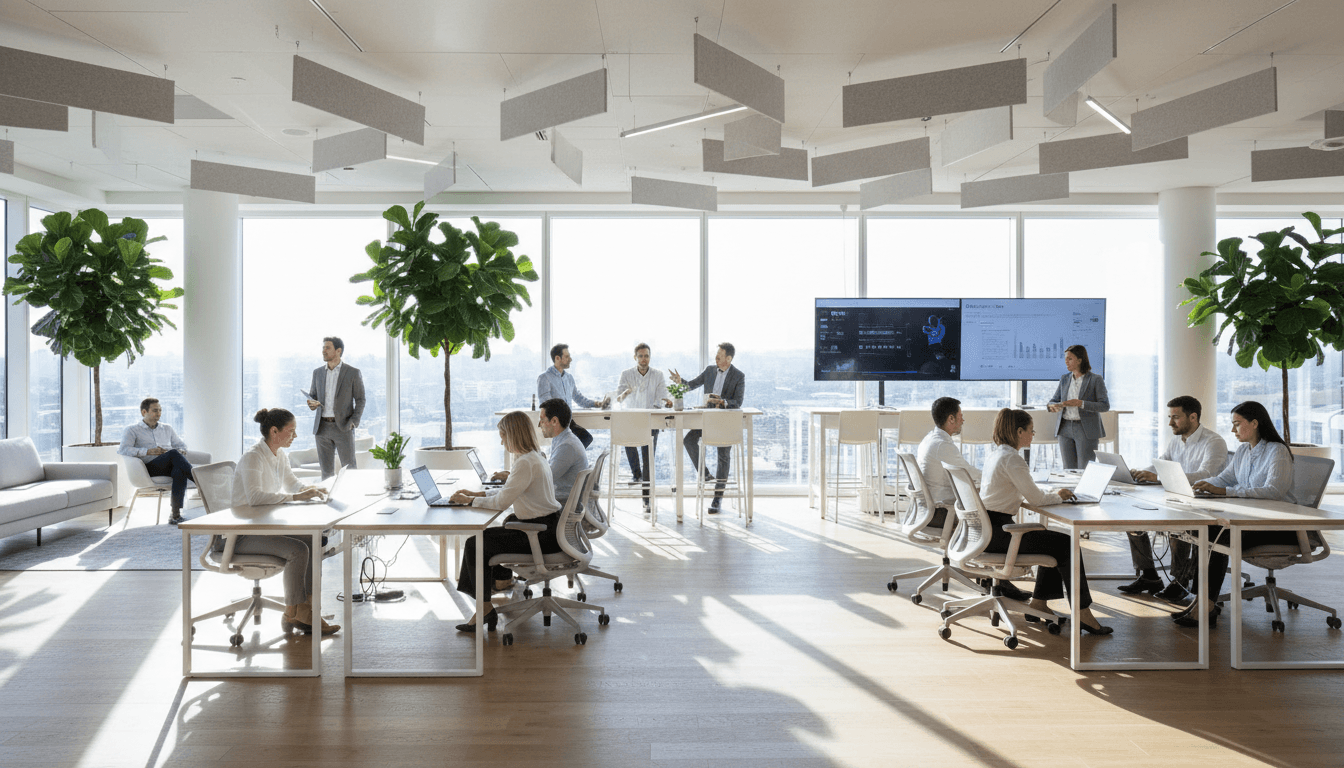 Bright modern office with clean desk and natural light